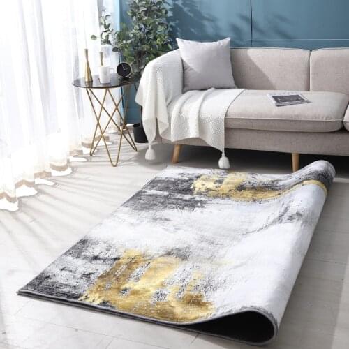 Thick Carpet For Living Room Bed Room Modern Big Size Nordic Gold Abstract Lines Stone Pattern Carpet 3D Non-slip Parlor Carpet