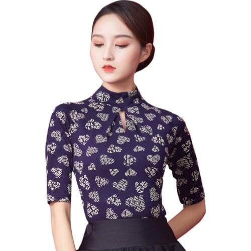 Mid Sleeve Latin Top Women Latin Dance Basic Top Dancewear Latin Ballroom Samba Tango Flamengo Dancing Practice T-shirt Costume