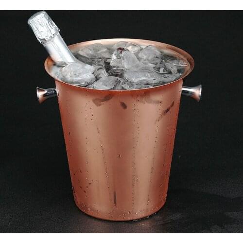 Free shipping Stainless Steel Ice Bucket 5L Plated Rose Gold Champagne Bucket Copper Plated Ice Bar Champagne Buckets
