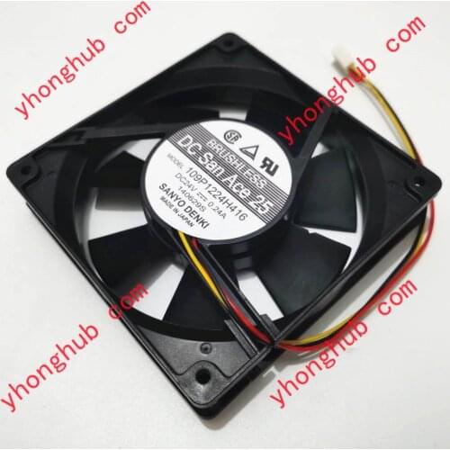 SANYO DENKI 109P1224H416 DC 24V 0.24A 3-wire 120x120x25mm Server Cooling Fan