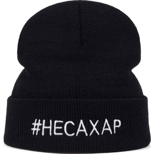 High Quality #HECAXAP embroidery wool hat Cotton Casual Beanies For Men Women Fashion Knitted Winter Hat Hip-hop Skullies Hats