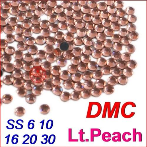 Top High Grade SS6 10 16 20 30 Light Peach DMC Hot Fix Rhinestone Crystal Loose Beads Jewelry Iron On Women DIY Wedding Clothes