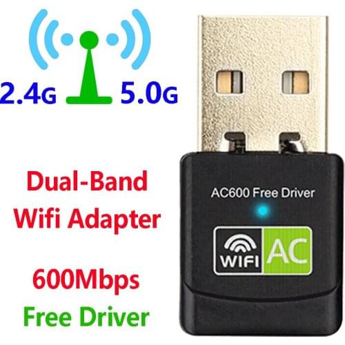 5G 2.4 5GHz USB Wifi Adapter Free Driver 600Mbps Wifi Receiver Antenna USB Ethernet PC Wi-Fi Adapter Lan Wifi Dongle AC