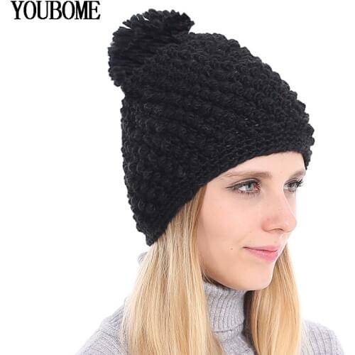 Женские шапки с помпонами YOUBOME China At AliExpress