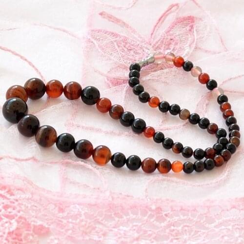 Fantasy Onyx Stone Beads Necklace for Women Fashion Statement Chain Choker Clavicle Jewels Length 47cm