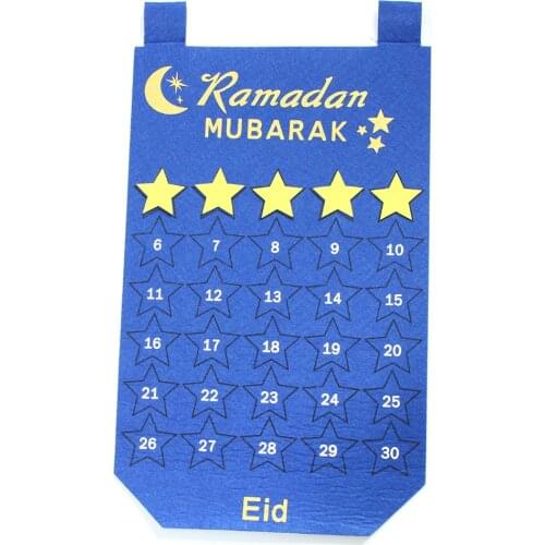 1PCS Eid Al-Fitr Fabric Wall Calendar Countdown Calendar 30 Days Advent Calendar Hanging Felt For Kids Gifts Ramadan Party Decor