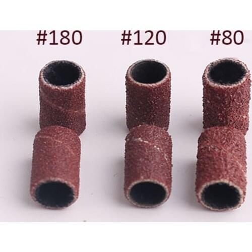 100pcs/bag Nail Drill Bit Sanding Nail Bands Drill File Remover Art Tools Kit Accessories Sanders 80 120 180 Size Sandpaper Art