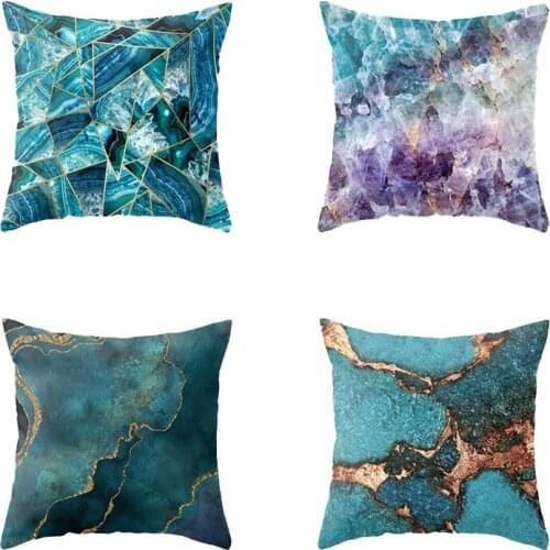 4PCS Agate Marbling Cushion Cover Pillowcase Home Decorative Sofa Square Pillow Cover Bedroom Car Decor 45X45cm