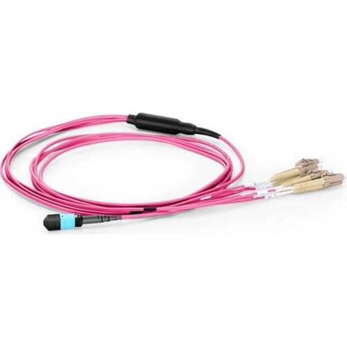 5m MTP Female to 4 LC UPC Duplex 8 Fibers OM3 50/125 Multimode cable