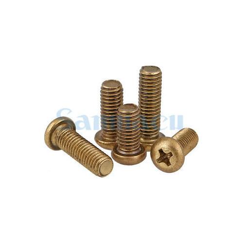 5Pcs M8*1.25 Length 16-40mm Phillips Pan Head Brass Cross Recessed Machine Screw