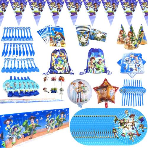 Toy Story Birthday Theme Party Supplies paper plates cup tableware tablecloth baby shower party decor flags birthday cake stand