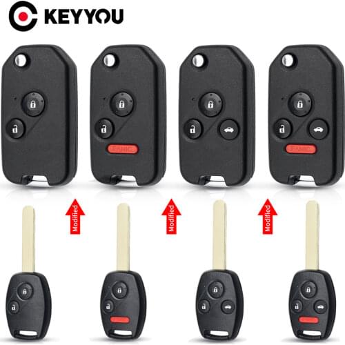 KEYYOU 2 2+1 3 3+1 4 Buttons Replacement Remote Car Key Shell Case For Honda Accord Civic CRV Pilot Insight Auto Key Shell