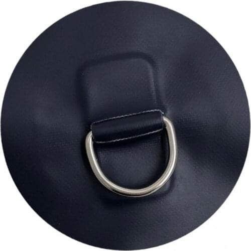 Stainless Steel D-Ring Pad PVC D Patch Replacement for Inflatable Boat Raft Dinghy SUP (Round Shape, Black)