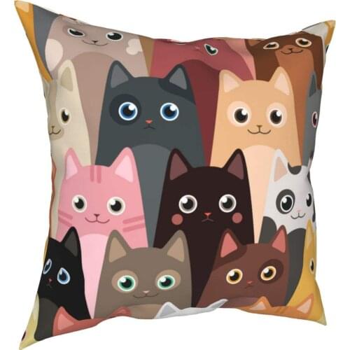 Throw Pillow Cover,Cats Pattern Decorative Square Throw Pillow Case Cushion Cover 18x18 Inch for Sofa Couch Bedroom Living Room