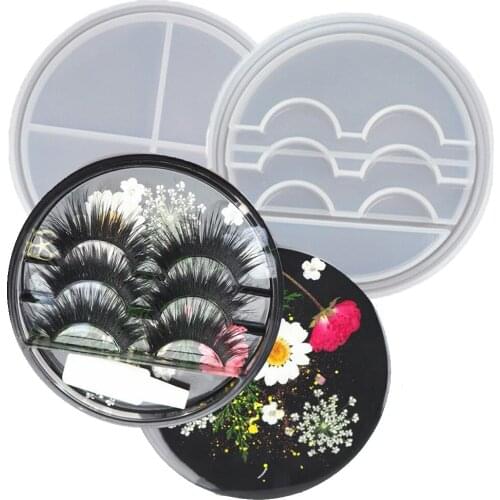 DIY Crystal Glue Eyelash Disc Silicone Mold Handmade Jewelry Storage Box Epoxy Resin Mold False Eyelash Storage Box Mold TW225