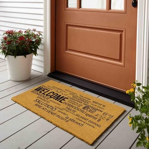 Welcome Pattern Door Mat Different Languages Themed guest welcome mat doormat