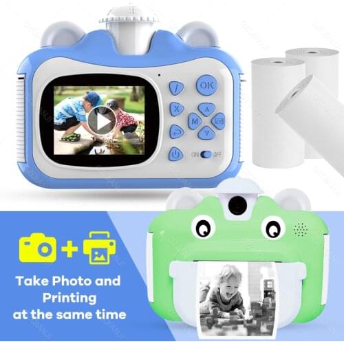 Kids Instant Digital Print Camera With Thermal Photo Printer Paper Toys Camera 1080P For Christmas Birthday Gift