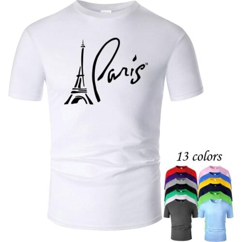 Romantic Paris Eiffel Tower Line Art O Neck Cotton T Shirt Men and woman Unisex Summer Short Sleeve Designed Casual Tee m01092