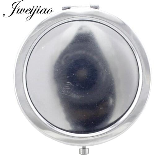 JWEIJIAO 70 mm Round Folding Pocket Makeup Mirror Cosmetic Tools Stainless steel Compact Portable one Mirror without glass flat