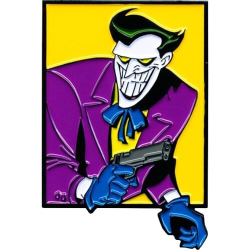 Animated Joker Pin Squared Brooch Classic Collector