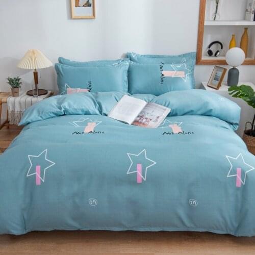 Classic Pure Bedding Set Quilt Cover Pillowcase Duvet Cover Sets Blue King Queen Double Single Full Size Star Bed Linens