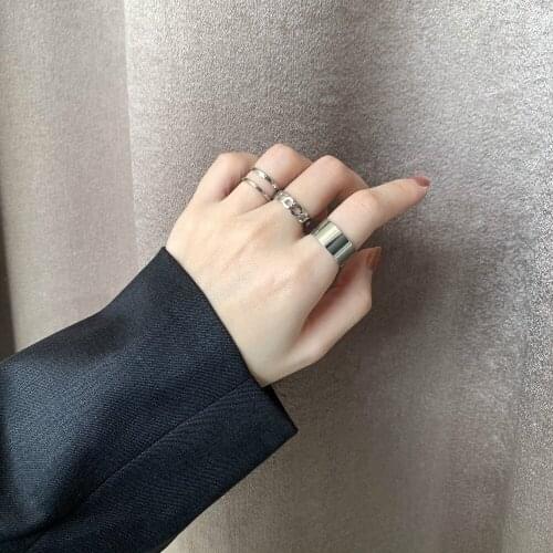 Hollow Out Resizable Rings Set for Women Bands Wedding Jewelry Hip-hop rock Metal Round 2020 New Geometric Christmas Gift