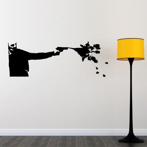 Handsome Killer Wall Decal Kindness People Removable Interior Wall Stickers Vinyl Livingroom Flower Special Gun Art Mural SYY784