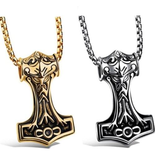2020 New Thors Hammer pendant domineering mens titanium steel necklace exquisite stainless steel jewelry wholesale