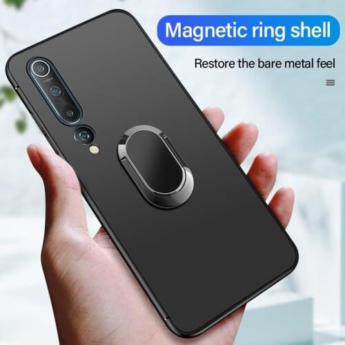 Ultra-thin Magnetic Holder Silicone Phone Case For Xiaomi Mi 10 9 8 Lite T Pro Redmi Note 10 8 7 6 5 Finger Ring Bracket Cover