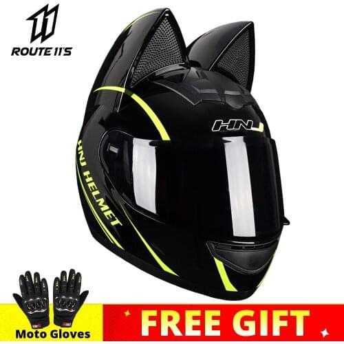 Ear Motorcycle Helmet Full Face Motocross Capacete De Moto Double Visor Moto Helmet Personality Motor Helmet Capacete Black