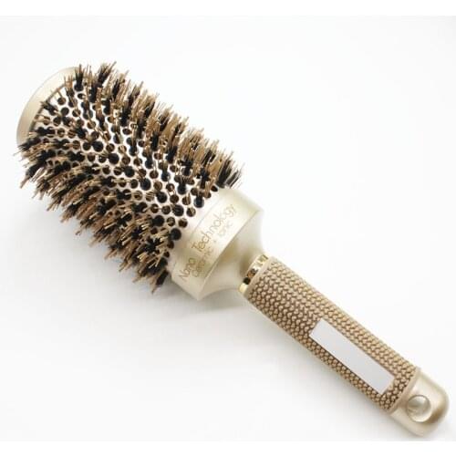 Nano Ionic Boar Bristle Hair Brush Salon Comb Barrel Blow Dry Hair Round Brush In 4 Sizes Professional Salon Styling Tools B-087