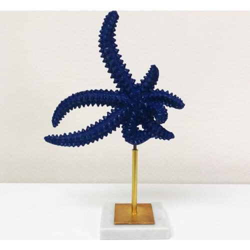 Lucky Art Table Top Decorative Starfish with Marble and Metal Stand 20x8x32cm