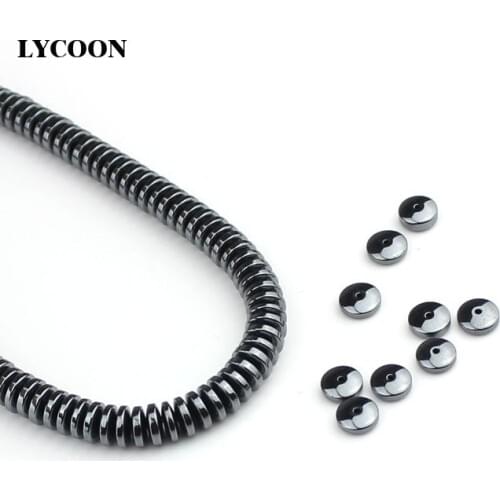 120pcs/lot LYCOON flat round Hematite Bead Jewelry Making Beads for bracelets size 2mm x 6mm middle hole 0.8mm