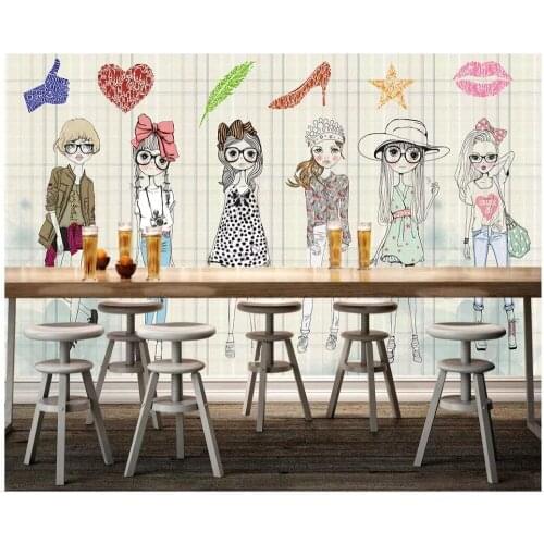 Custom photo 3d room wallpaper Cute cartoon girl illustration tooling tv sofa background 3d wall murals wallpaper for walls 3 d