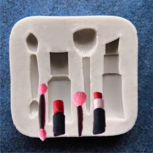 Lipstick Eyebrow Pencil Blush Brush Makeup Tools Silicone Fondant Cake Mold Baking Mold Cake Decoration Tools A390