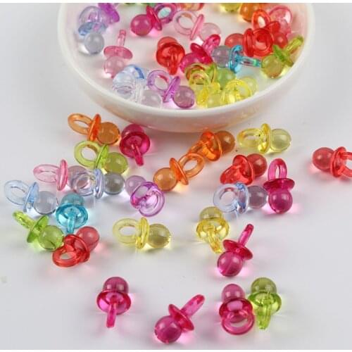 50PCS Blue / Pink Transparent Acrylic Mini Pacifier Baby Shower Cake Decoration Birthday Gift DIY Mini Pacifier Party Decoration