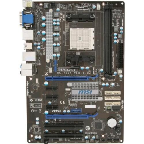 MSI A75A-G35 Desktop Motherboard Socket FM1 AMD A75 DDR3 SATA 6Gb/s USB 3.0 HDMI ATX AMD Used Motherboard