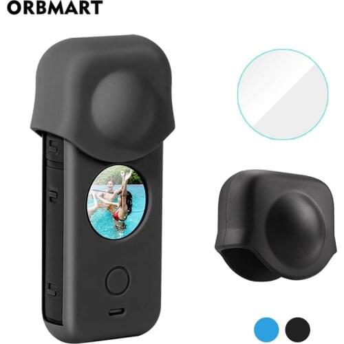 Silicone Case for Insta360 One X2 Tempered Glass Screen Protector Film Lens Cap Cover for Insta 360 One X2 Camera Accessories