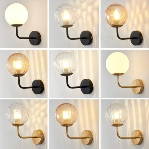 Nordic Glass Wall Lamp Modern Led Gold/black Wall Lights Home DecorBedroom Bedside Kitchen Living Room Sconce Metal Luminaire