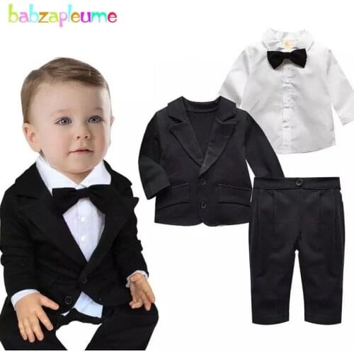 0-24M/Spring Autumn Newborn Clothing Sets Jacket+Shirt+Pants Gentleman Baby Suit Infant Boys Clothes 1st Birthday Outfits BC1018