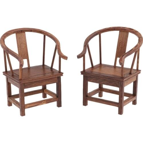 Vintage Dollhouse Solid Wenge Miniature Furniture Decoration -Tea Table With 2 Chairs Kit