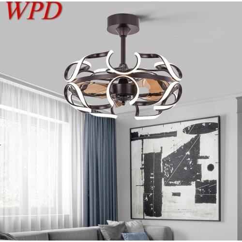WPD Ceiling Fan With Light And Control Coffee Invert Fan Lighting Modern Decorative for Home Dining Room Bedroom Restaurant