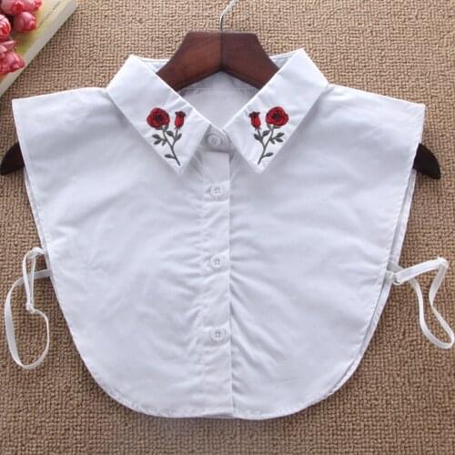 YSMILE Y Fashion New Women Embroidery Floral Fake Collar White Sweet Personality Shirt Sweater All Match Detachable Collar CN18