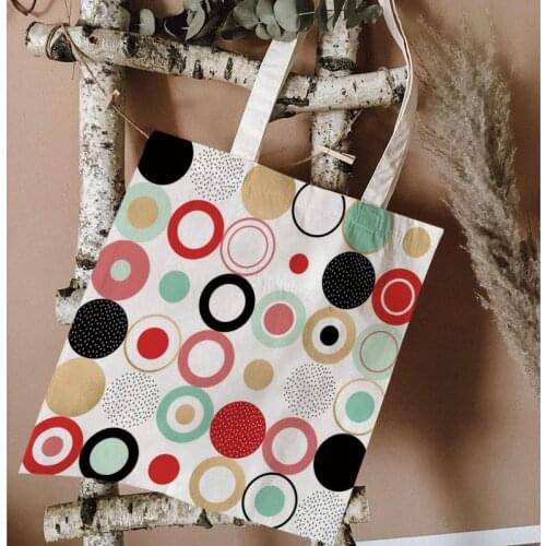 Nordic Style Geometric Pattern Womens Beach Bags Abstract Planet Canvas Shoulder Bag Fashionable Large-capacity Shopping Bags