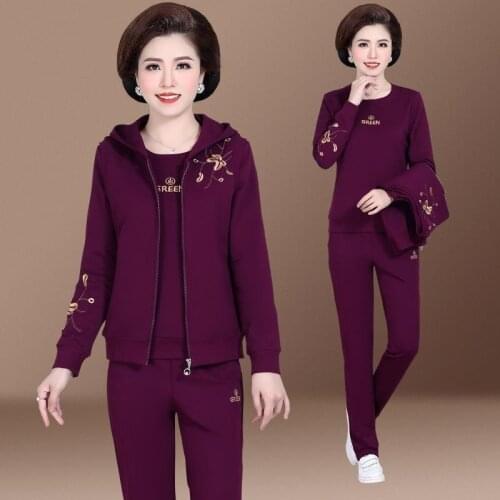 Tracksuit Women Spring Autumn 2021 New Womens Large Casual Three Piece Set Winter Fashion Long Sleeve Tops + Pants Suit X524