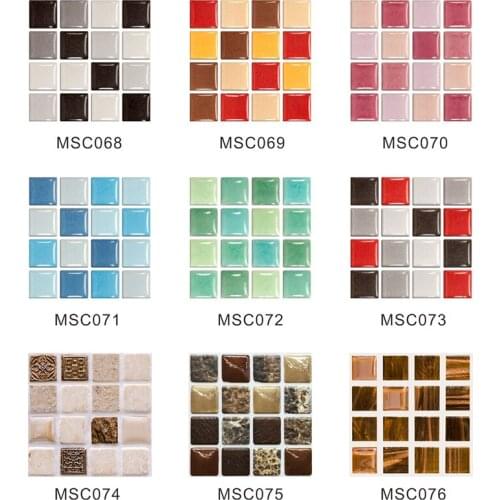 10pcs Self-adhesive Glass Tile Crystal Tile Sticker for Kitchen Bathroom Wall Sticker Waterproof DIY Magic Gel Tiles Stick Tile