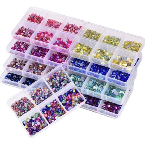 1200pcs/box Mix Size Crystal AB Hot Fix Rhinestone Flatback Glass Stone Strass Hotfix Rhinestone For DIY Decoration B3950