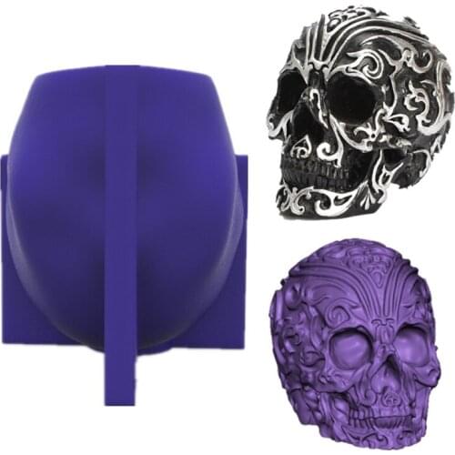Carved Skull 3D Candle Soap Mould DIY Candle Epoxy Mold Handmade Candles Aroma Wax Soap Molds for Decoration