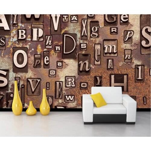 Custom mural on the wall 3d wallpaper Rust 3D English Alphabet Restaurant Bar home decor photo wallpaper for living room