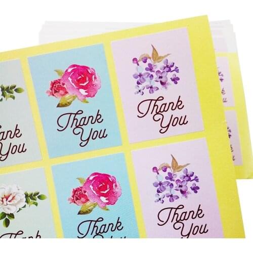 400pcs/lot Vintage Transparent Cup Decoration Flower With Thank You Design Creative Sticker For Baking Label